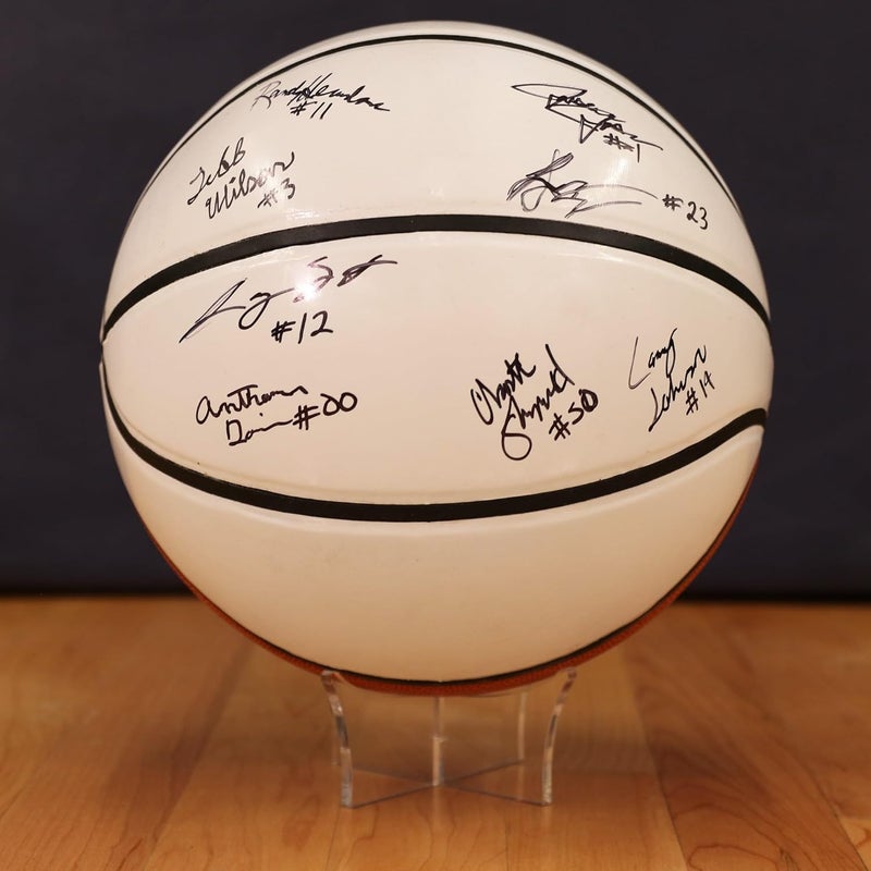 Murray Sporting Goods Autograph Basketball with Stand - Four Panel Signature Ready Display Memorabilia Autographic Basketball Regulation Size 29.5 inches - Image 5