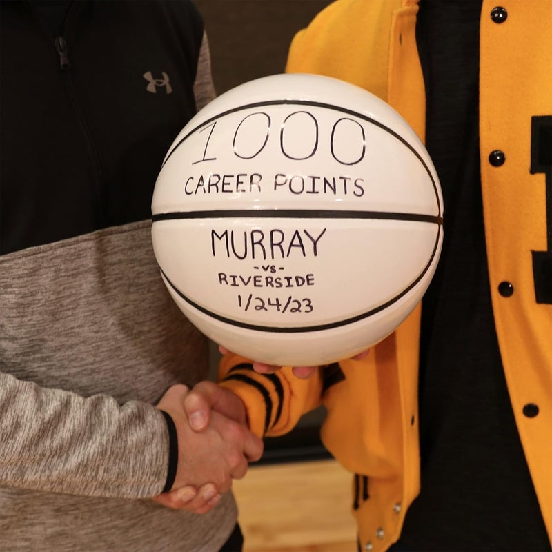 Murray Sporting Goods Autograph Basketball with Stand - Four Panel Signature Ready Display Memorabilia Autographic Basketball Regulation Size 29.5 inches - Image 4