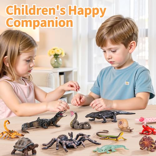 THINKBAY 14PCS Reptile Animal Figurines ToysDesert Amphibians Sand Toys with AxolotlLizardSnakeSpiderKomodo DragonAlligatorRainforest Cold Blooded Plastic Animals Figures Party Favors for Kids - Image 5