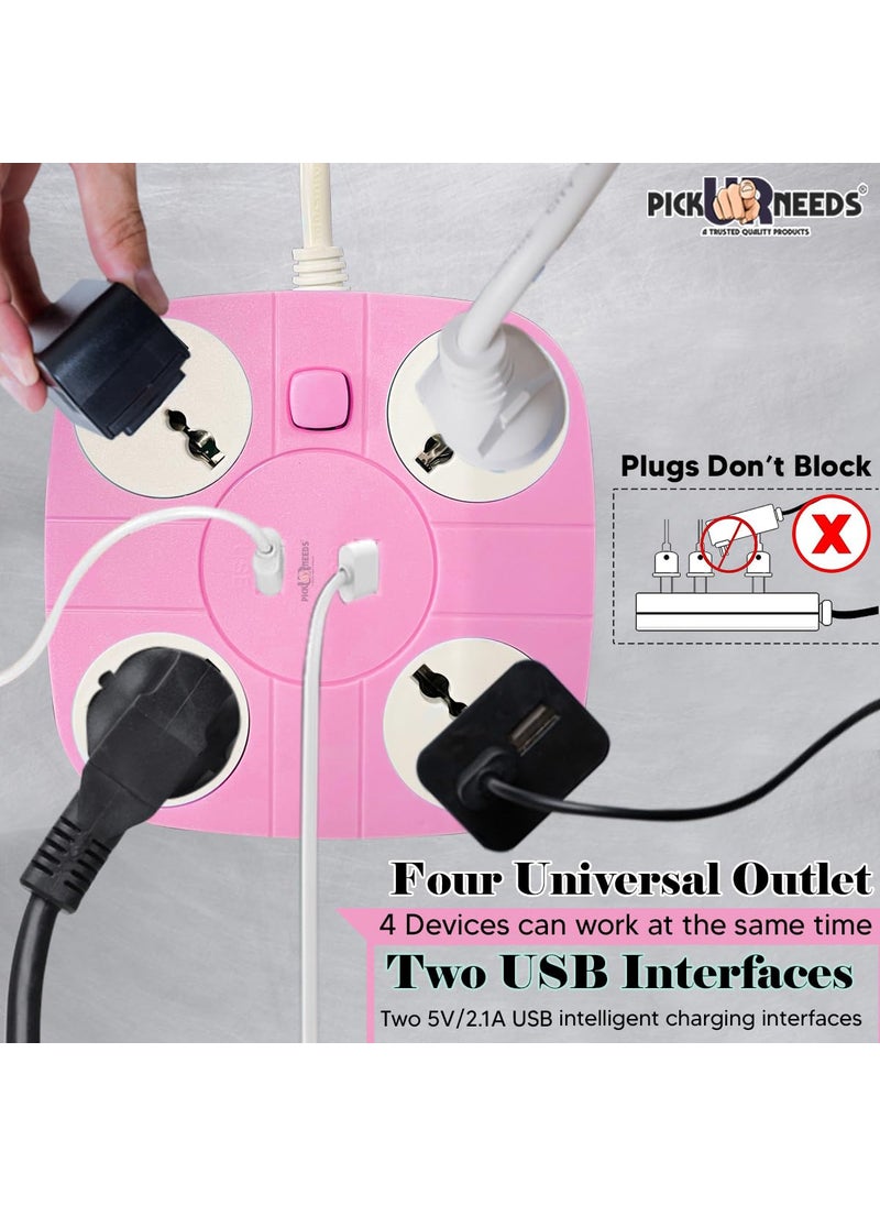 Pick Ur Needs Pick Ur Needs Extension/Cord/Board/Switch/Power Strip with 2 USB Charging Ports and 4 Socket -10 Amp Heavy Duty for Multiple Devices Smartphone Tablet Laptop  - Image 3