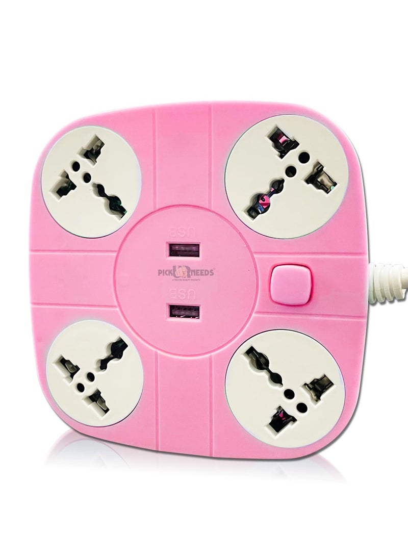 Pick Ur Needs Pick Ur Needs Extension/Cord/Board/Switch/Power Strip with 2 USB Charging Ports and 4 Socket -10 Amp Heavy Duty for Multiple Devices Smartphone Tablet Laptop  - Image 1