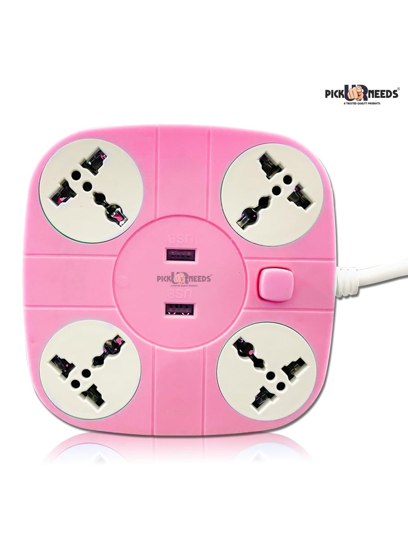 Pick Ur Needs Pick Ur Needs Extension/Cord/Board/Switch/Power Strip with 2 USB Charging Ports and 4 Socket -10 Amp Heavy Duty for Multiple Devices Smartphone Tablet Laptop  - Image 2