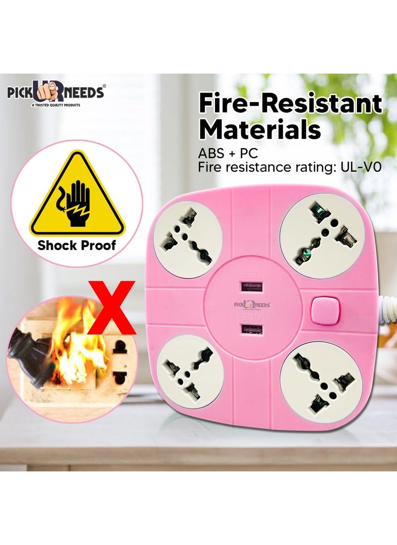 Pick Ur Needs Pick Ur Needs Extension/Cord/Board/Switch/Power Strip with 2 USB Charging Ports and 4 Socket -10 Amp Heavy Duty for Multiple Devices Smartphone Tablet Laptop  - Image 4