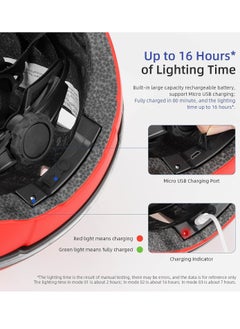يو إل آي بي Ulip Smart Bicycle Helmet with Front Rear LED Light Detachable Visor and Lining for Adults Men Women Bike Skateboard Cycling Roller Scooter Commute  - Image 5