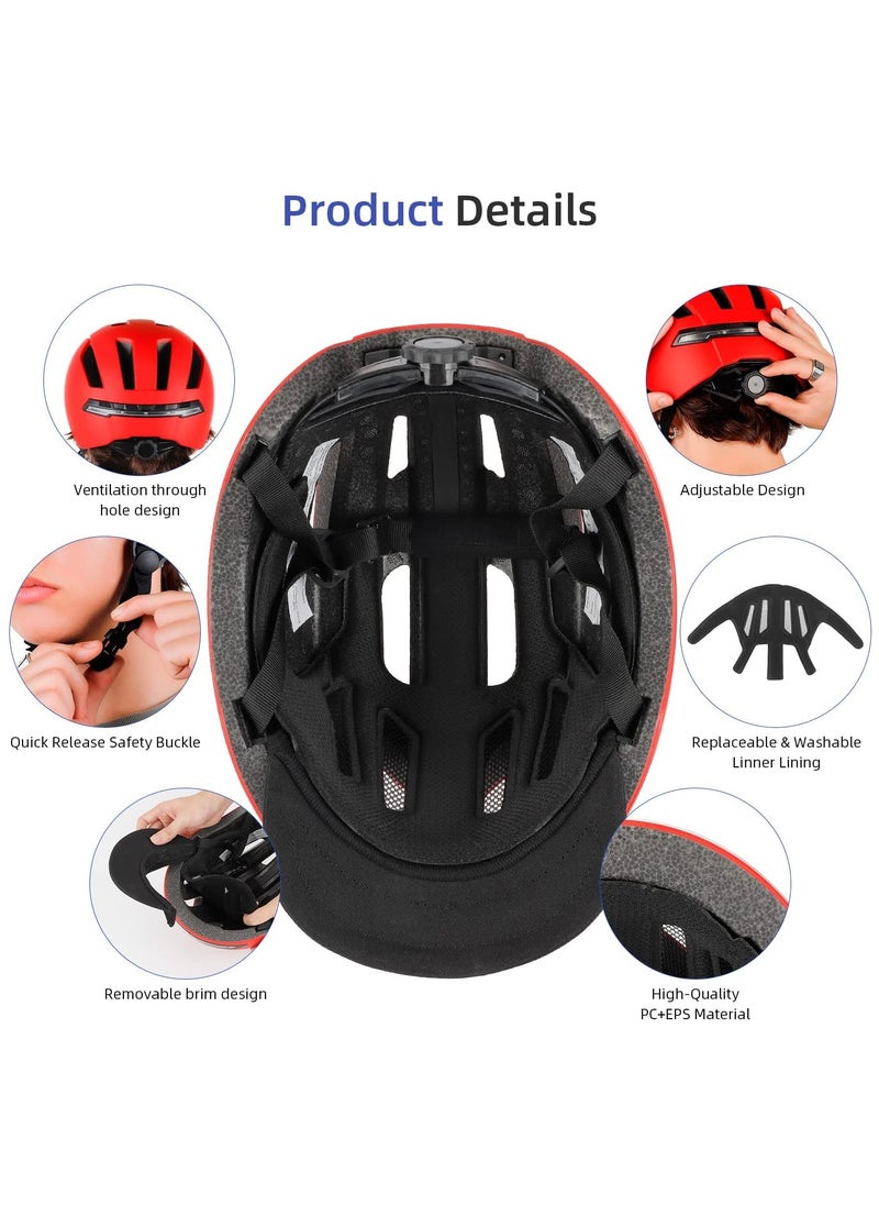 ULIP Smart Bicycle Helmet With Front Rear Led Light Detachable Visor And Lining For Adults Men Women Bike Skateboard Cycling Roller Scooter Commute  - Image 3