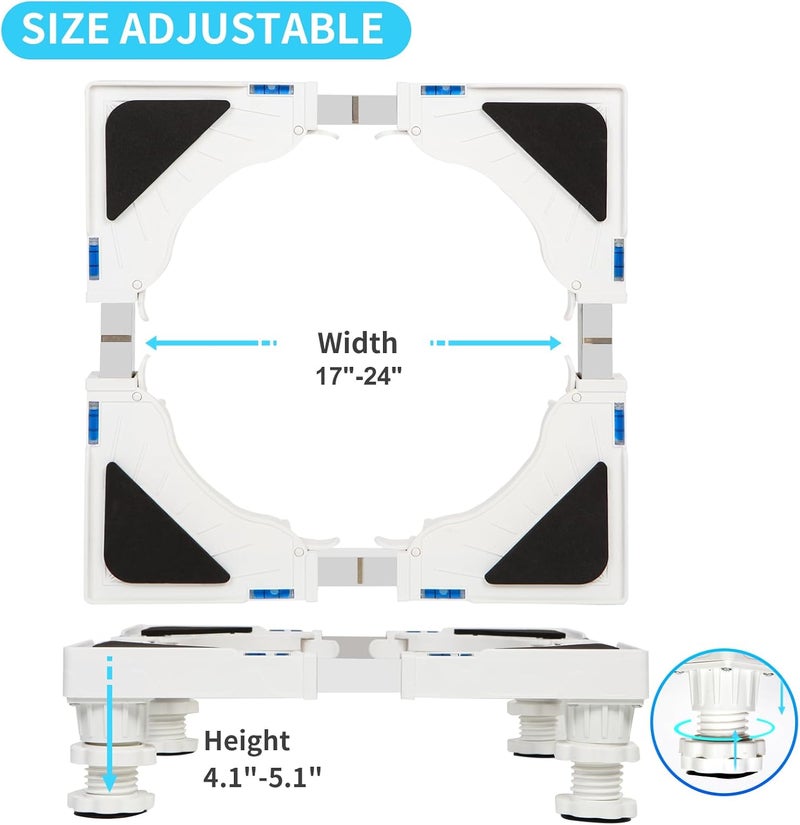 Nefish Mini Fridge Stand Adjustable Refrigerator Stand with 4 Strong Feet Universal Appliance Stand Base Heavy Duty Washer and Dryer Stand Laundry Pedestal Multi-Functional Base (White) - Image 5
