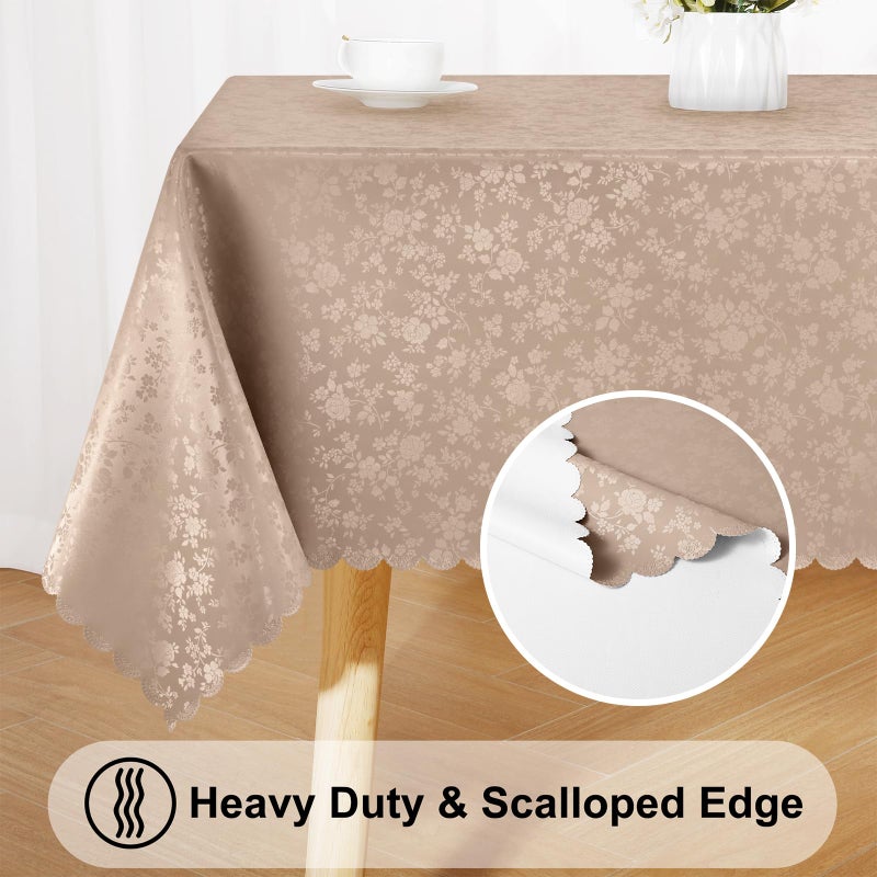 Smiry Rectangle Table Cloth, Waterproof Heavy Duty Vinyl Tablecloths, Wipeable Washable Table Cover for Kitchen and Dining Room (Khaki, 60" X 84") - Image 4