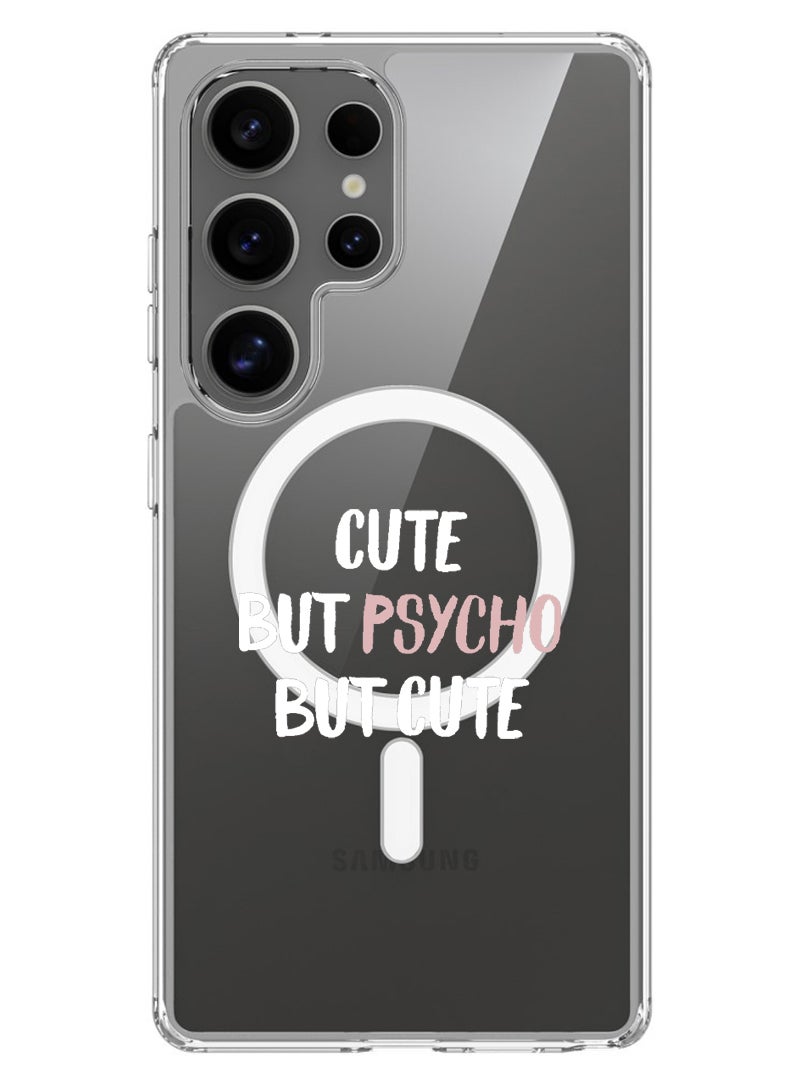 Theodor Magnetic Case for Samsung Galaxy S25 Ultra 6.9-inch Compatible with MagSafe Wireless Charging, Shockproof Phone Bumper Cover cute psycho - White - Image 1