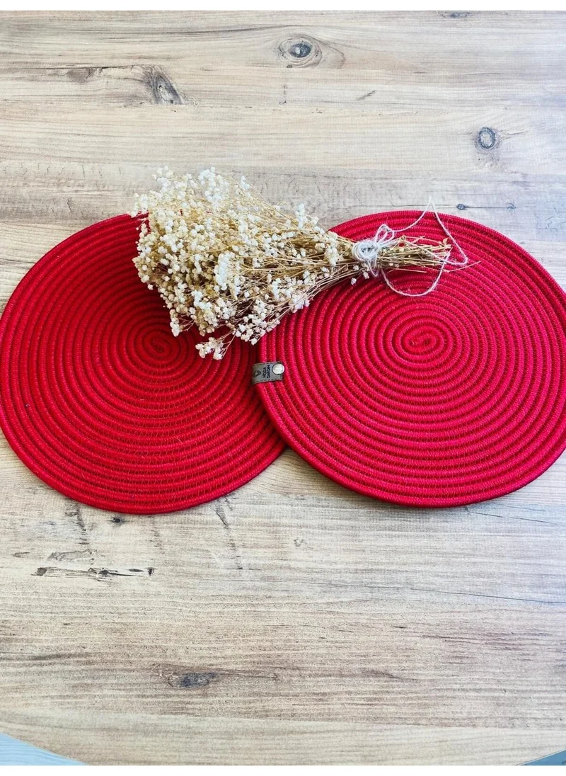 BDZ Deri BDZ Leather Jute Wicker American Service Plate 2 Pieces