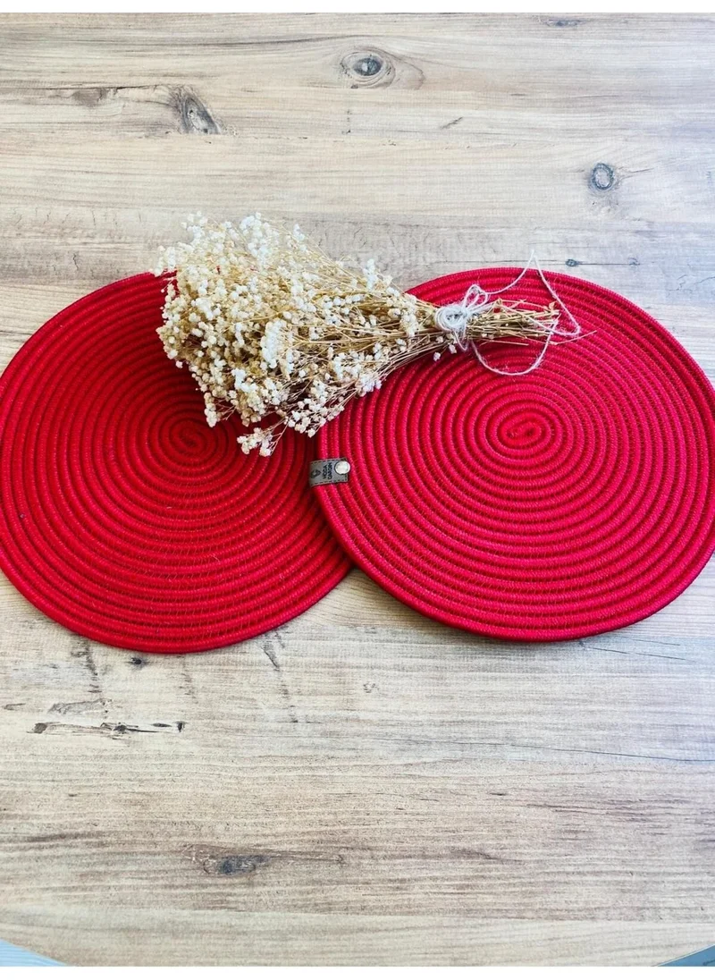 BDZ Deri BDZ Leather Jute Wicker American Service Plate 2 Pieces