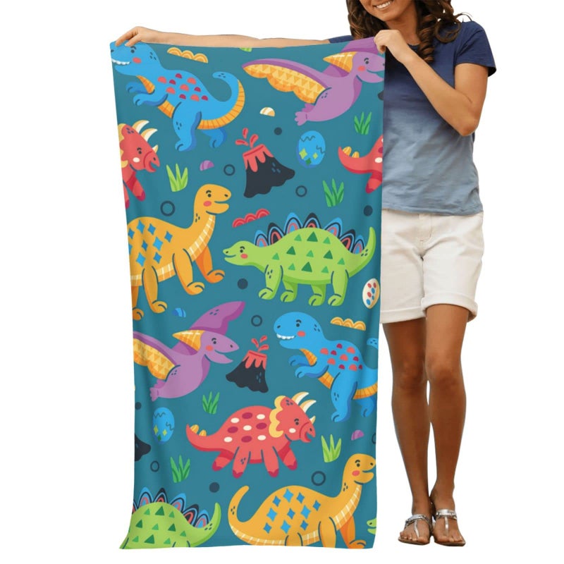 COMFAR Dinosaur Beach Towels for Boys Kids Beach Towels Bulk Toddler for Travel Pool Personalized Microfiber Oversized Quick Dry Pool Towel 30"x 60" - Image 5