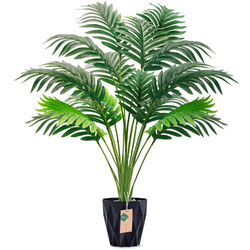 Der Rose 28 Artificial Plants Large Fake Palm Tree Tall Fake Plants Indoor for Living Room Porch Balcony Patio Decor Outdoor Black Pot