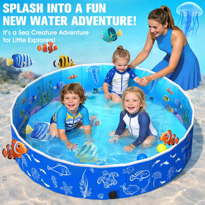 FizZeal Kiddie Pool with Canopy, 51in Foldable Toddler Pool,Pop Up Baby Pool with Shade,UPF 50+UV Portable Swimming Pool for Kids,Collapsible Baby Pool for Beach, Outdoor Toddler Pool for Backyard - Image 5