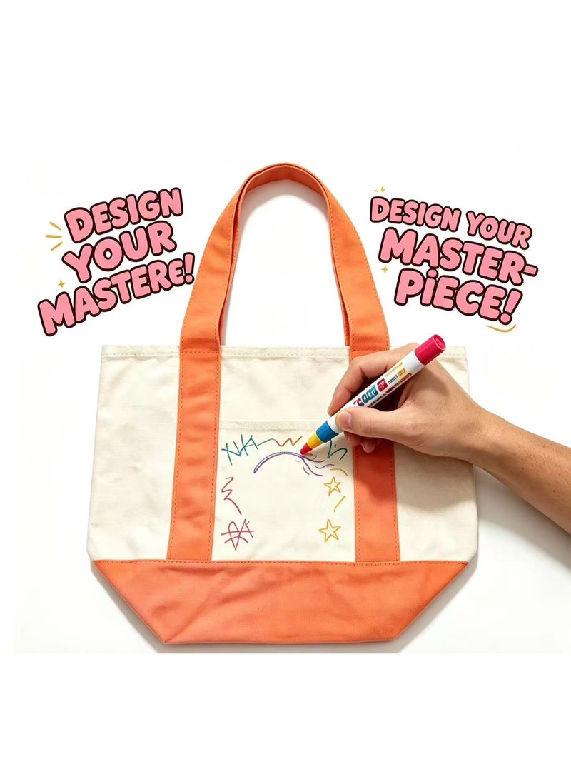Trader Joe's Medium Canvas Reusable Grocery Shoulder Tote Bag with Blank Surface for Personal DIY Painting Sticker Decorations- Orange - Image 2