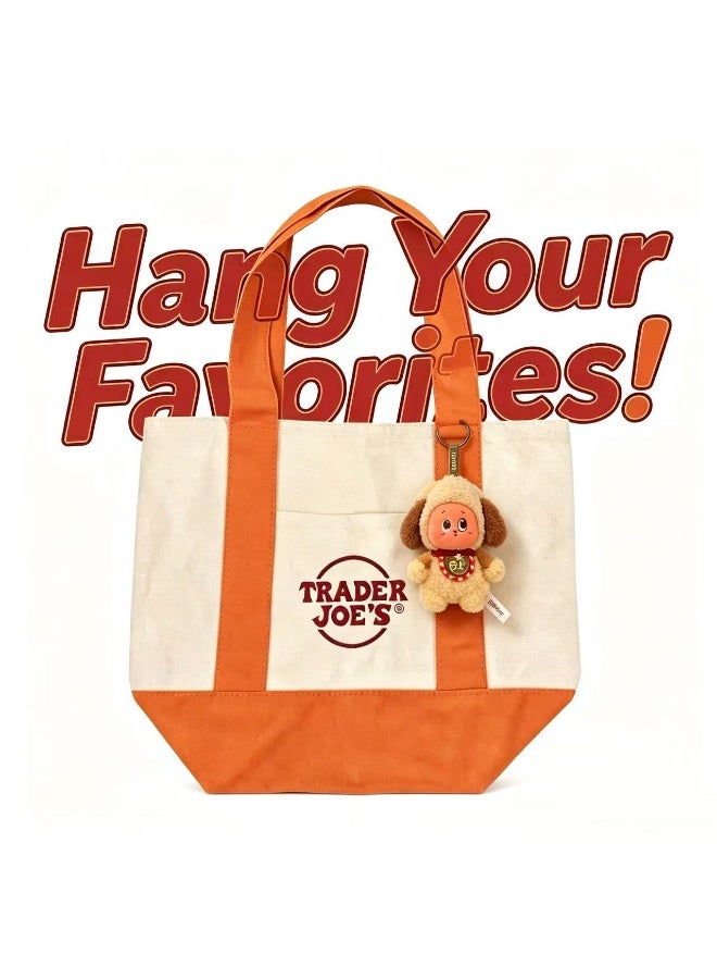 Trader Joe's Medium Canvas Reusable Grocery Shoulder Tote Bag with Blank Surface for Personal DIY Painting Sticker Decorations- Orange - Image 4