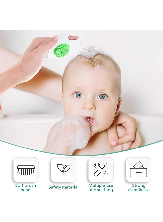 X spring Cradle Cap Brush 2 Pieces Baby Cradle Cap Brush And Comb 3 In 1 Design Cradle Cap Brush Dandruff Cleaning Brush With Soft Rubber Bristles For Help Gently Massage Care Scalp - Image 4