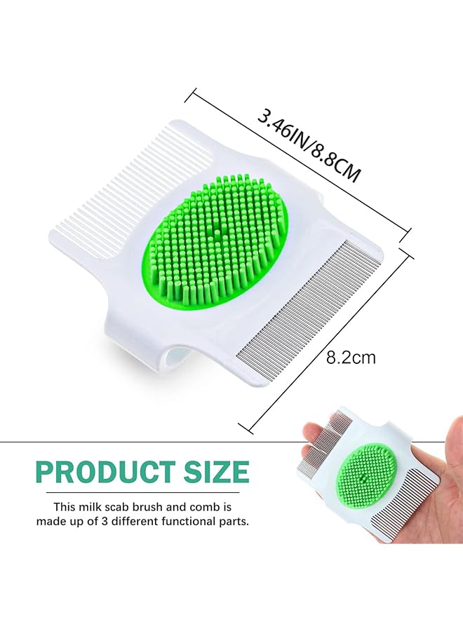 X spring Cradle Cap Brush 2 Pieces Baby Cradle Cap Brush And Comb 3 In 1 Design Cradle Cap Brush Dandruff Cleaning Brush With Soft Rubber Bristles For Help Gently Massage Care Scalp - Image 5
