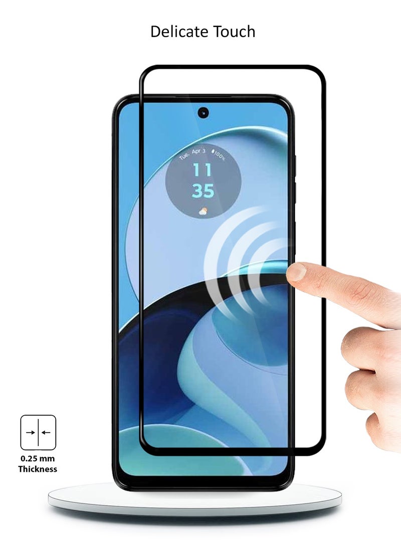 Wtech Motorola Moto G14 4G 2023 Premium E2E Full Glue Full Cover Tempered Glass Screen Protector (MSGECN) - Clear/Black - Image 4