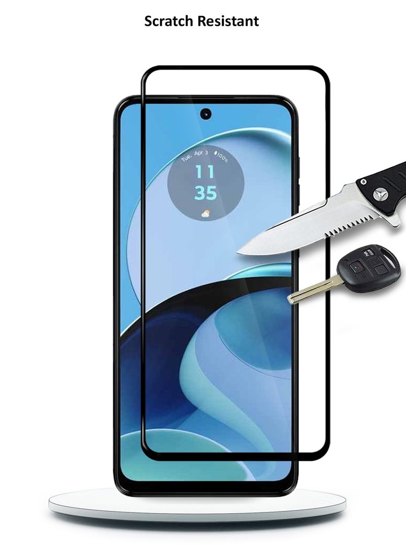 Wtech Motorola Moto G14 4G 2023 Premium E2E Full Glue Full Cover Tempered Glass Screen Protector (MSGECN) - Clear/Black - Image 5