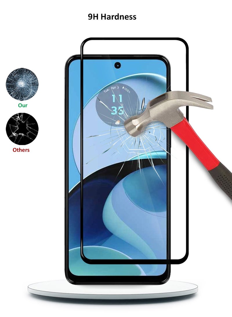 Wtech Motorola Moto G14 4G 2023 Premium E2E Full Glue Full Cover Tempered Glass Screen Protector (MSGECN) - Clear/Black - Image 3