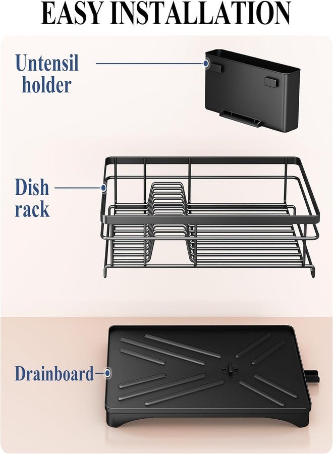 VHG Dish Drainer Basket for Kitchen Utensils/Dish Drying Rack with Drainer/Bartan Basket/Plate Stand, Black, Pack of 1 - Image 2