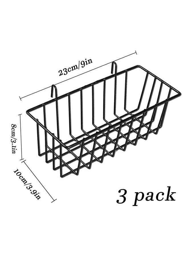 3 Pack Wall Grid Panel Hanging Wire Basket,Wall Storage and Display Basket,Grid Wall Storage Basket for Kitchen,Black - Image 2