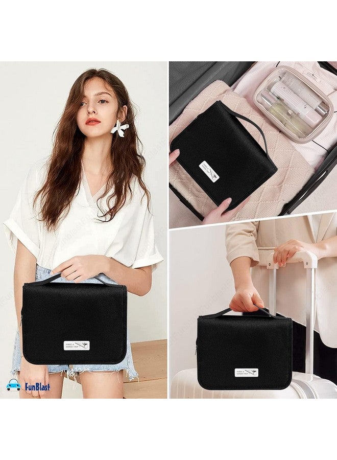 FunBlast Toiletry Bag - Organizer Pouch With Hook for Men & Women, Travel Accessories Kit for Toiletries, Shaving Kit, Cosmetics & Medicine Holder (Black) - Image 2