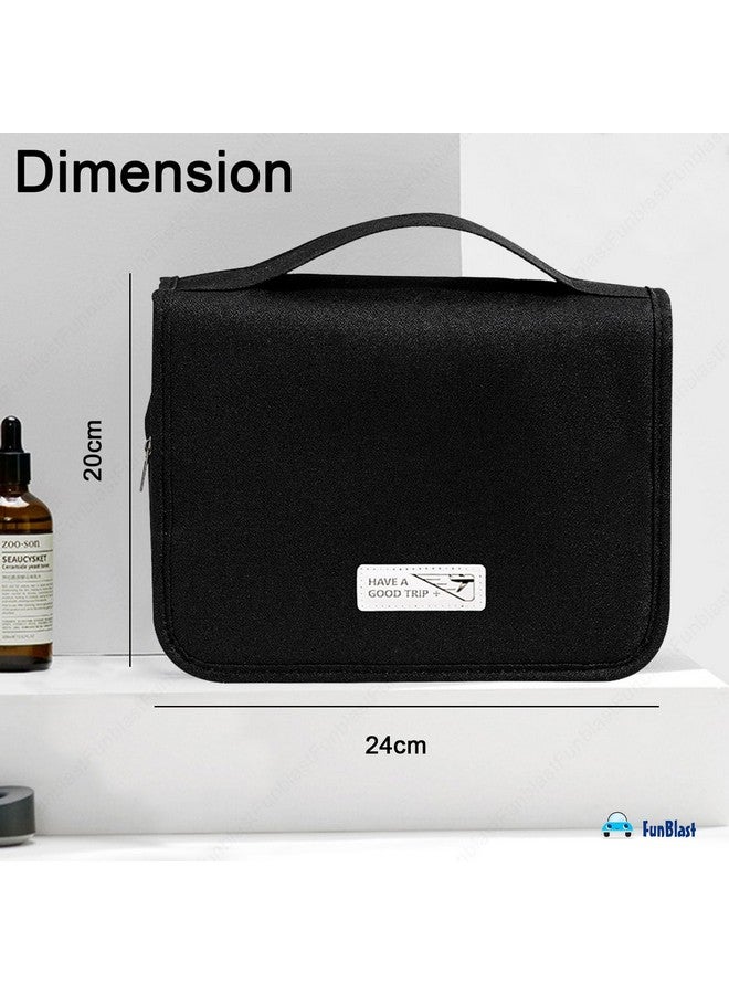 FunBlast Toiletry Bag - Organizer Pouch With Hook for Men & Women, Travel Accessories Kit for Toiletries, Shaving Kit, Cosmetics & Medicine Holder (Black) - Image 3