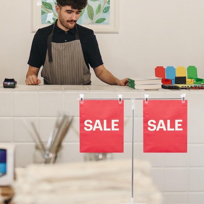 Uonlytech T-shaped Metal Poster Display Stand for Tabletop, Retractable A3 Size Poster Rack with Magnetic Clip, Multipurpose Sign Holder for Office and Store Use - Image 3