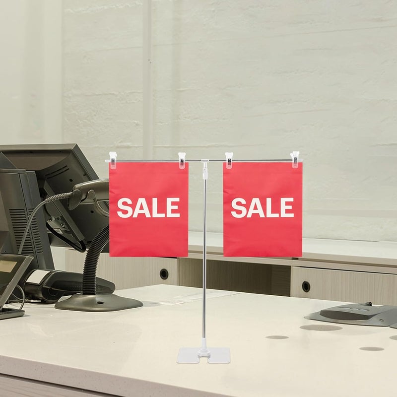 Uonlytech T-shaped Metal Poster Display Stand for Tabletop, Retractable A3 Size Poster Rack with Magnetic Clip, Multipurpose Sign Holder for Office and Store Use - Image 5