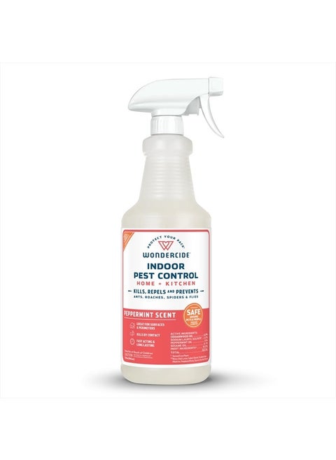 Indoor Pest Control Spray for Home and Kitchen - Ant, Roach, Spider, Fly, Flea, Bug Killer and Insect Repellent - with Natural Essential Oils - Pet and Family Safe— Peppermint 32 oz
