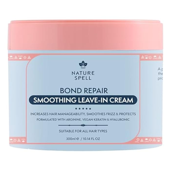 Nature Spell Bond Repair Leave-In Cream, Sulfate & Paraben Free, Reduces Frizz & Protects from Heat Damage, Smoothing & Styling, with Vegan Keratin, Color Safe, For All Hair Types, 10.14 fl oz - Image 1