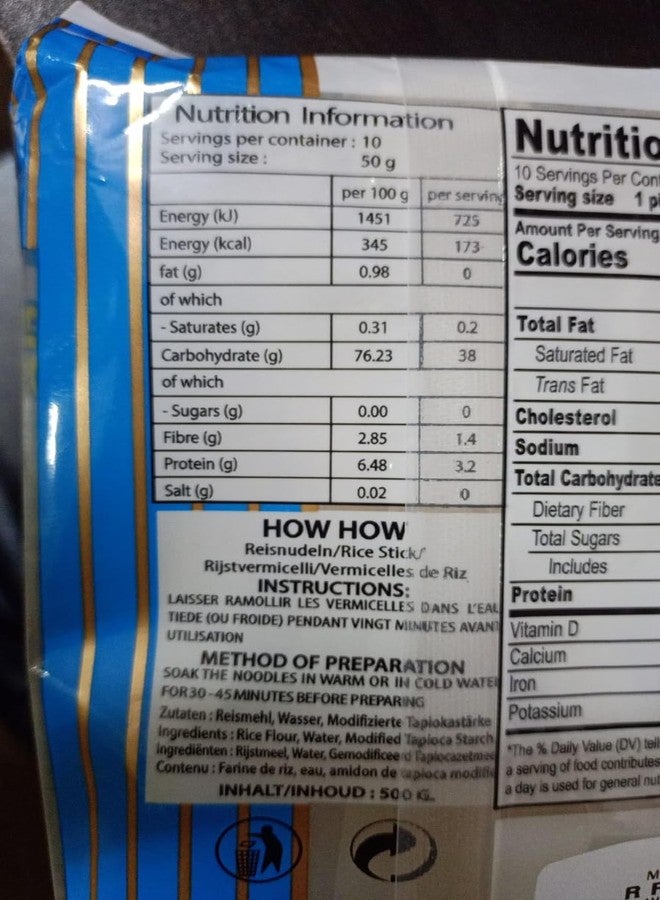 How How 10MM Rice Stick Noodles, 17.64 oz ℮ 500g - Image 4