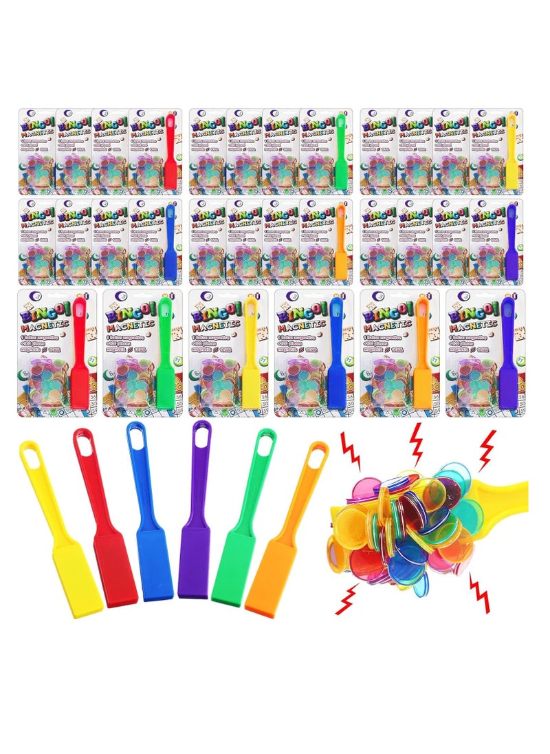 SYOSI - Magnetic bingo chips, Interactive family games, Magnetic wands for kids, Classroom learning tool, Count and sort games, Multiple color markers, Learning through play,  600 Bingo Chips 6 Magnet Wand - Image 1