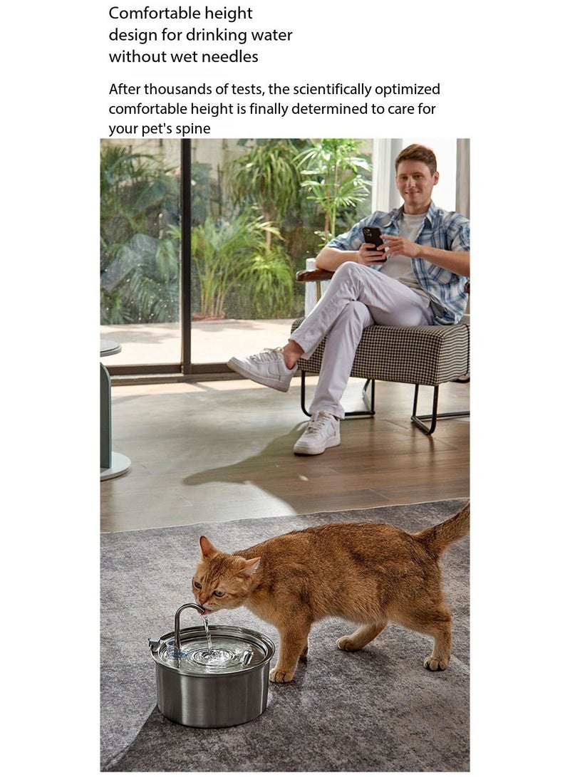 Ding Zap Cat Water Dispenser Ultra quiet Pump  3.2L Automatic Circulating Flow Water Fountain Filtration Intelligent Multiple Pets Water Dispenser Stainless Steelpet water Fountain - Image 4