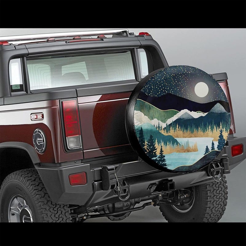cozipink Abstract Mountains Deer Lake Landscape Spare Tire Cover Wheel Protectors Weatherproof Wheel Covers Universal Fit for Trailer Rv SUV Truck Camper Travel Trailers Accessories 14" 15" 16" 17" - Image 4