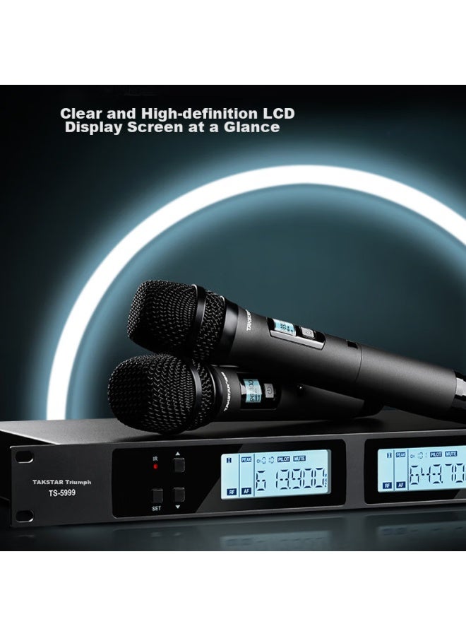 Takstar Ts-5999 Wireless Microphone System, Dual-channel, For Conference Rooms, Ktv, Stage Performances, Home And Professional Karaoke, Host Meetings, Handheld Microphones, Black - Image 3