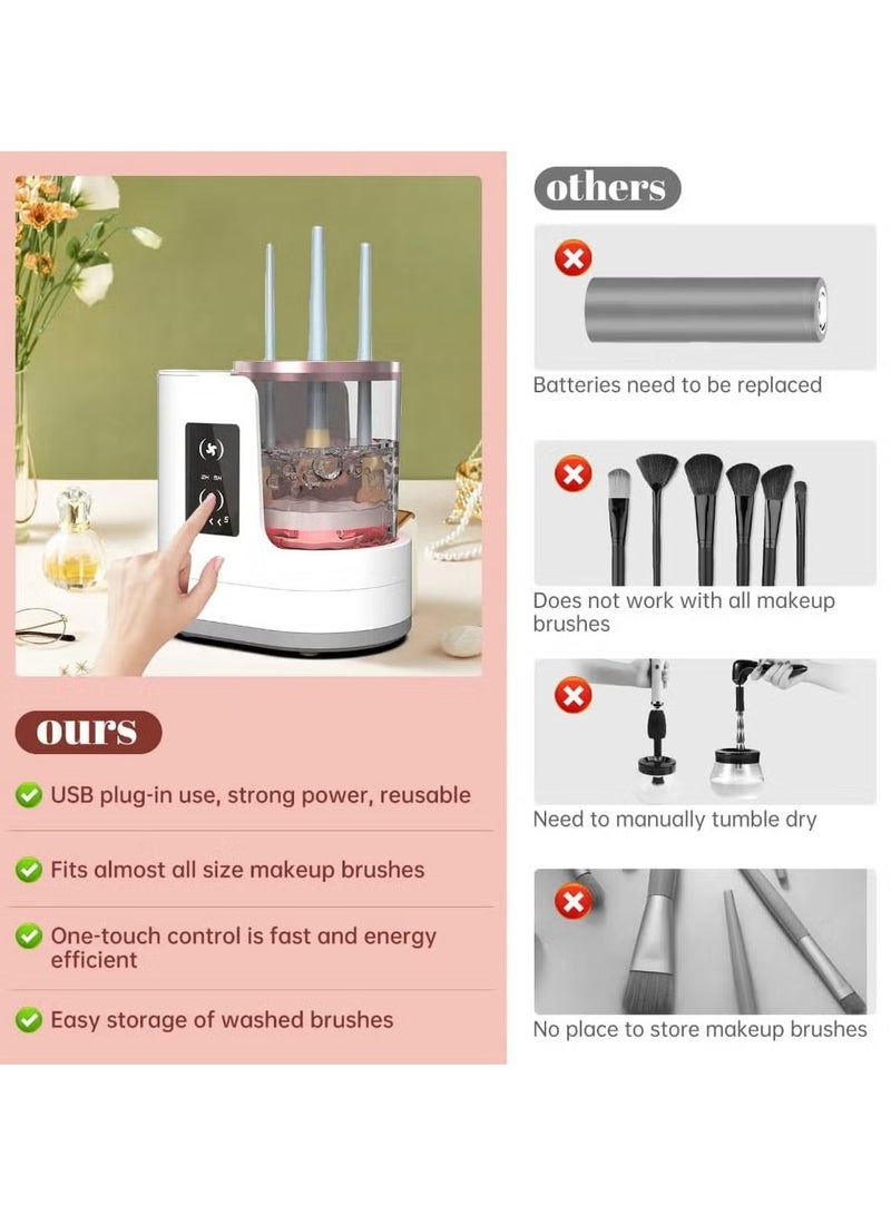 ARUWA Electric Makeup Brush Cleaner Machine, 3 IN 1 Automatic Make up Brush Cleaner with Makeup Brush Dryer,Portable USB Deep Quick Cleaning Tools for All Size Makeup Brush Set, Blush Brush, Sponges - Image 5