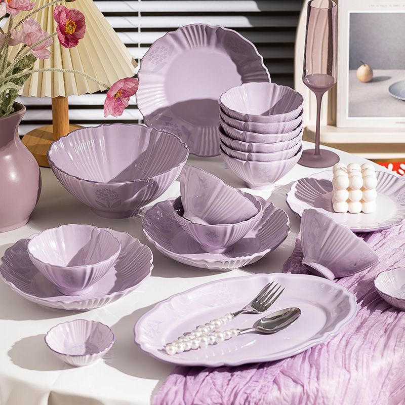 CME Dishware Set for Home, Beautiful Purple Ceramic with Premium Look, Bowls, Plates, Chopsticks, and Tableware for Housewarming, 2026 New Style Dinnerware - Image 4