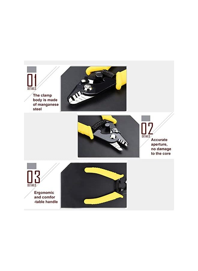 PROMASS - promass Fiber Optic Stripper 3 Hole, Precision Wire Stripper for Installers and Electricians Safe Not Hurt Wire Fiber Strippers with 6" Handle for Jacket Buffer and Coating Stripping - Image 1