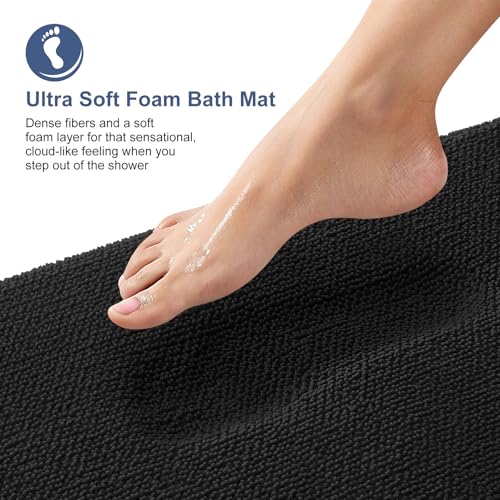 OLANLY Thick Memory Foam Small Bathroom Rugs 24x16 Extra Soft Absorbent Bathroom Mat Quick Dry Bath Mat NonSlip Machine Washable Carpet for Bathroom Tub and Shower Home Decor Accessories Black - Image 3