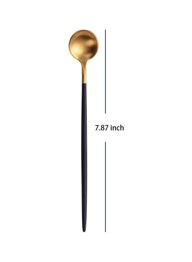 TD HOME 6-Piece Iced Tea Spoon Set Black/Gold 20centimeter  - Image 3