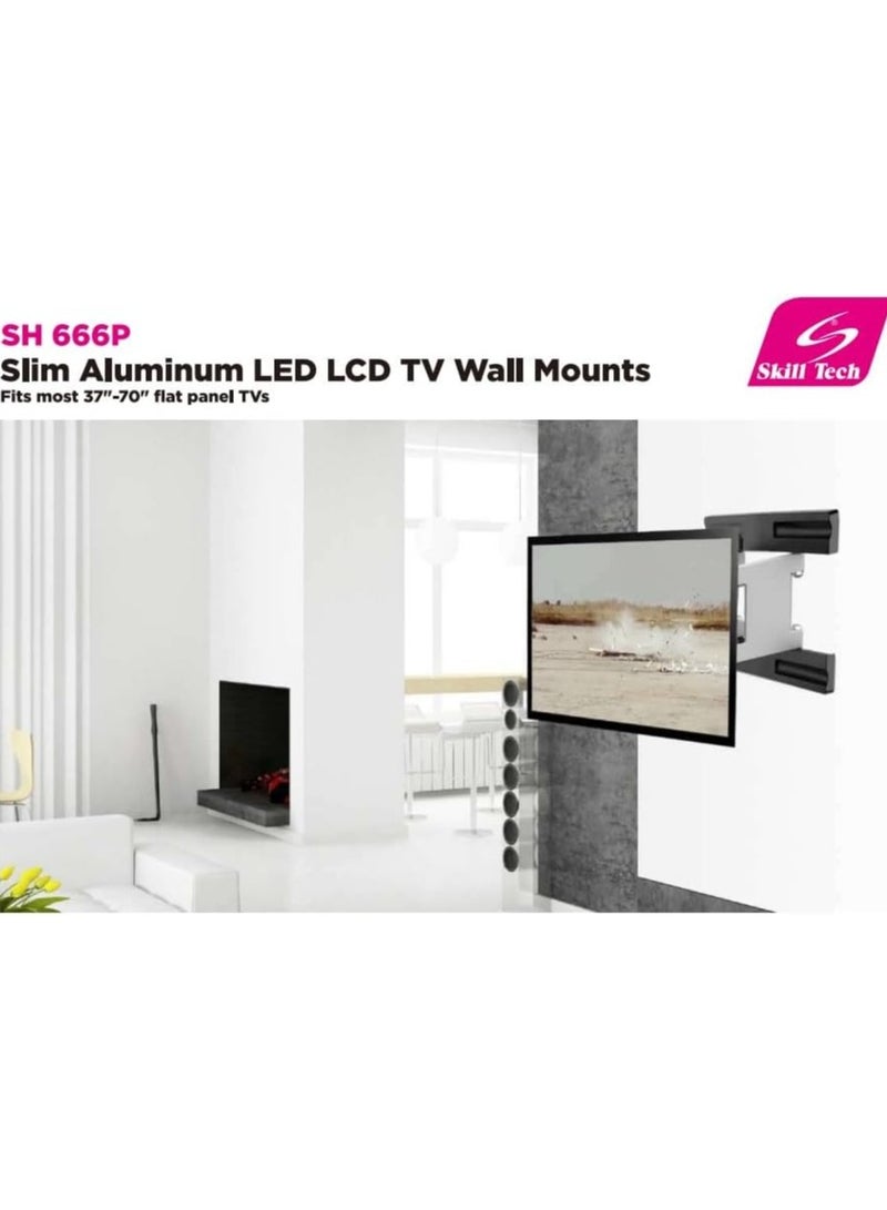 Skill Tech SH 666P Full-Motion Swivel TV Wall Mount Bracket for 32–65 Inch LED LCD OLED TVs – Heavy Duty Tilt & Rotate VESA Compatible Space-Saving Design – Black - Image 2