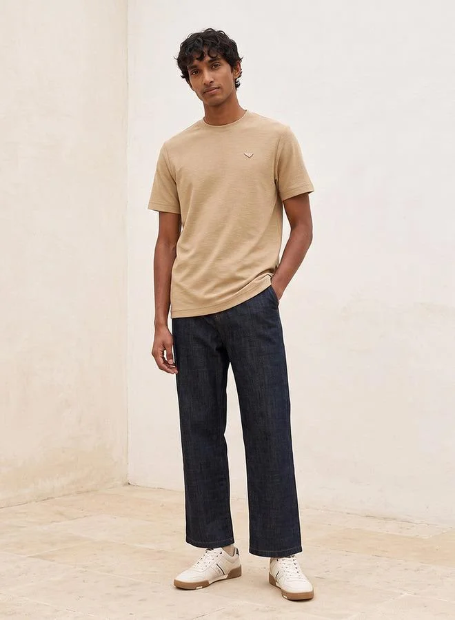 لي كوبر Lee Cooper Regular Fit Crew Neck Textured T-shirt