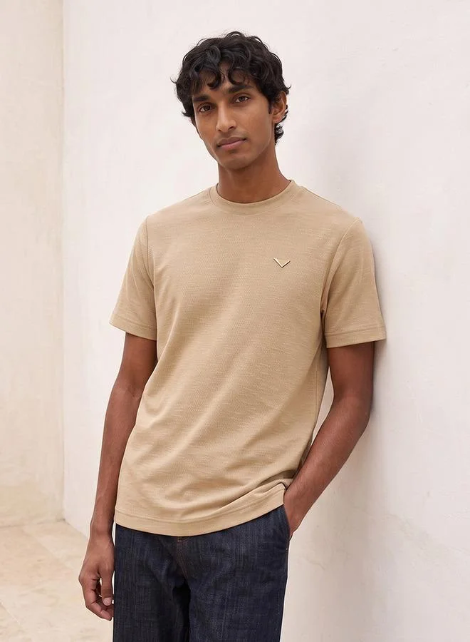 لي كوبر Lee Cooper Regular Fit Crew Neck Textured T-shirt