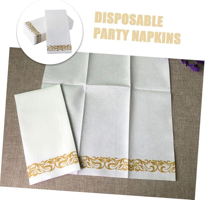 مناديل ورقية زخرفية مطبوعة بالذهب 40x30 سم 50 قطعة للاستخدام لمرة واحدة للحفلات والأعراس والمناسبات - Image 5