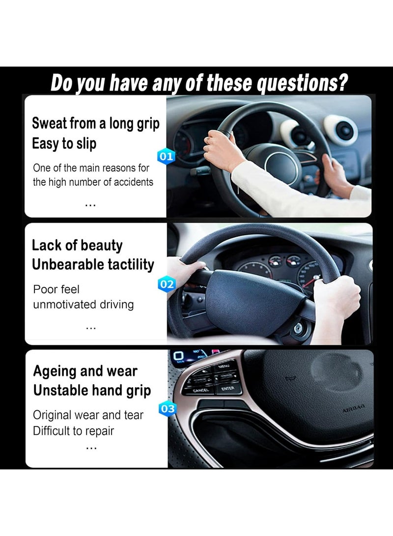 Oasisgalore Universal 38cm Diameter Carbon Fiber Steering Wheel Cover, Red, Non-Slip, for Cars - Image 3