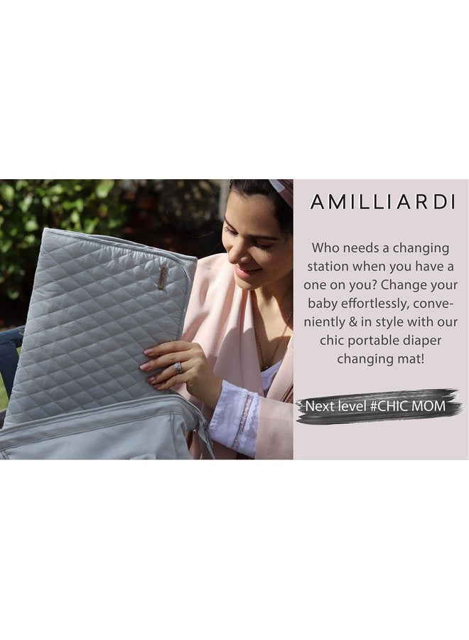 AMILLIARDI Portable Diaper Changing Pad Stylish & Chic by AMILLIARDI for Travel w/Baby, Infant & Newborn, Changing Mat Portable (Grey) - Image 5
