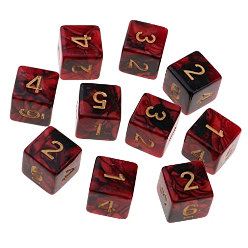 Yiotfandoll 10PCS Polyhedral Dice D6 Dice 16mm Acrylic 6 Sided Dice Double Colors Game Dice for RPG MTG DND Dice Table Games Red Black - Image 5