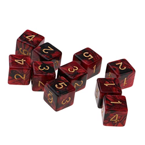 Yiotfandoll 10PCS Polyhedral Dice D6 Dice 16mm Acrylic 6 Sided Dice Double Colors Game Dice for RPG MTG DND Dice Table Games Red Black - Image 1